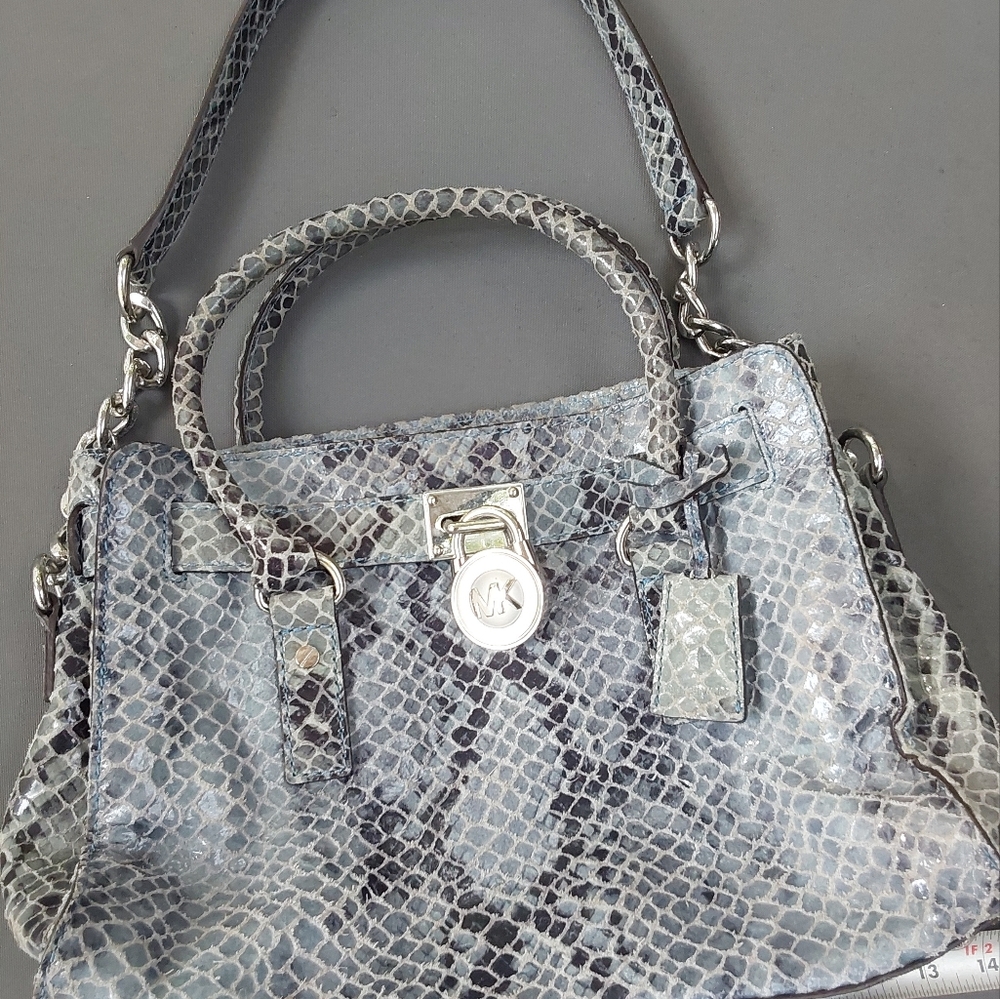 Michael Kors Denim Blue Snakeskin Satchel